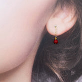 Gold Red Coral Thread Earrings
